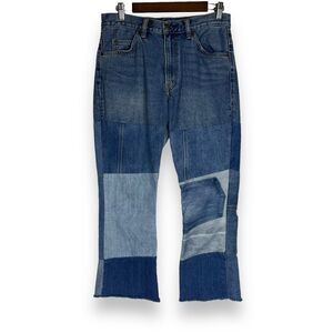 Levi's 517 Cropped Jeans Patchwork Orange Tab Fray Hem‎ Extra Button Punk 29